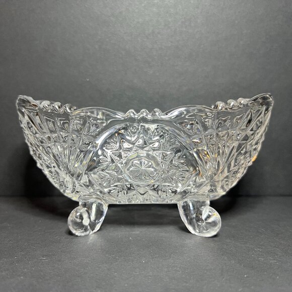 Vintage Anna Hutte Bleikristall Lead Crystal Cut Snowflake Pattern Footed Bowl - Picture 2 of 8